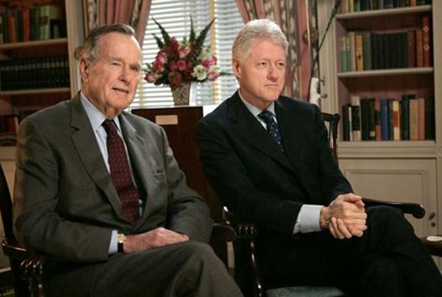 George HW Bush and Bill Clinton
